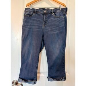 NYDJ Marilyn Straight Crop Jeans 18W Dark Wash Denim Capri Stretch Coolmax
